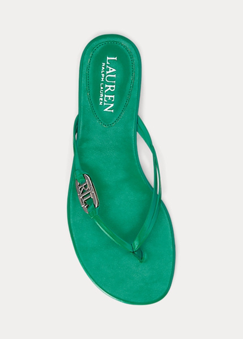 Ralph Lauren Emalia Nappa Läder Flip Flop Dam Gröna | 826590-KLI