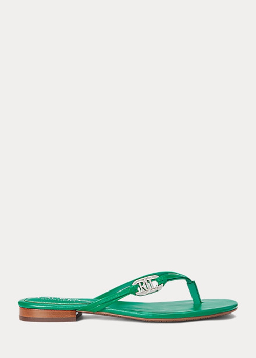 Ralph Lauren Emalia Nappa Läder Flip Flop Dam Gröna | 826590-KLI