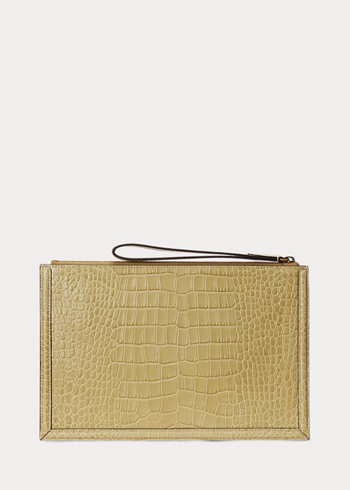 Ralph Lauren Embossed Läder Envelope Handbag Dam Sand | 654179-QMZ