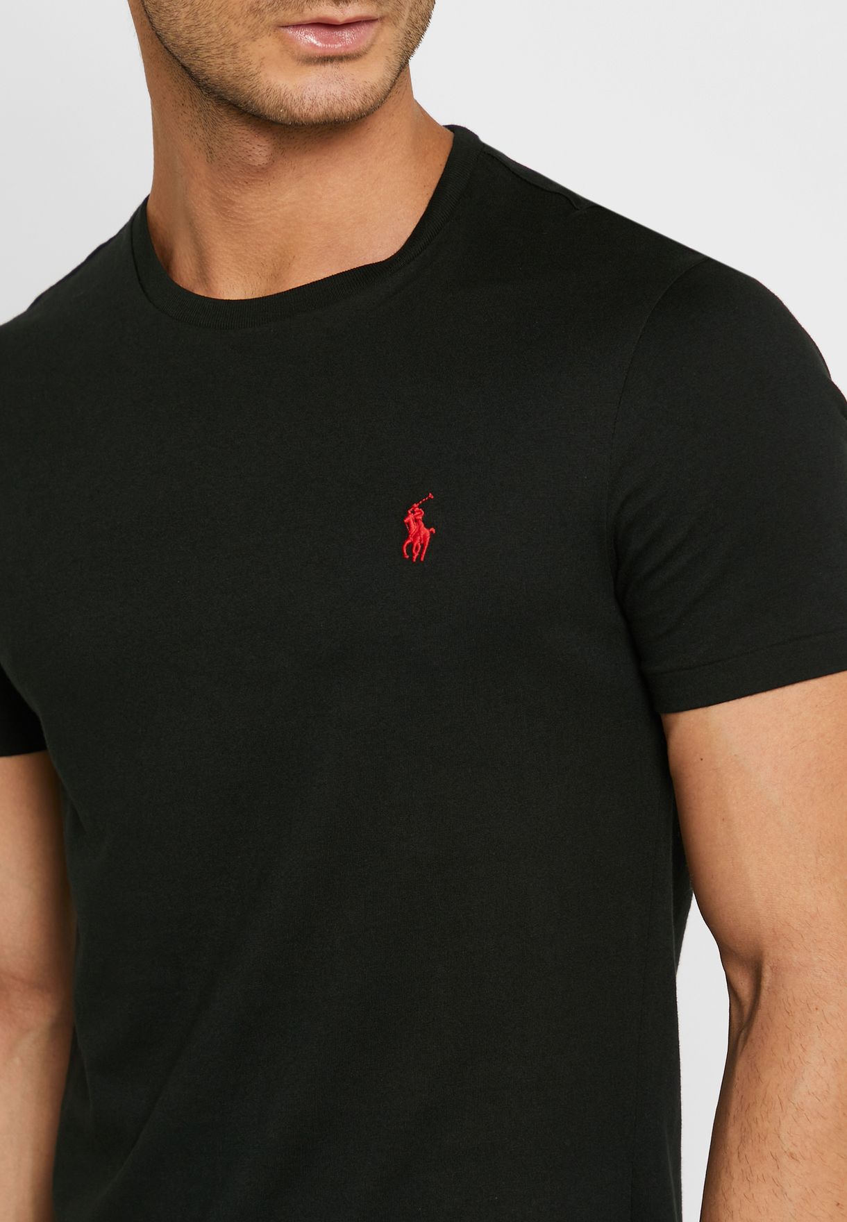 Ralph Lauren Embroidered Logo Crew Neck T-shirt Herr Svarta | 021745-YZS