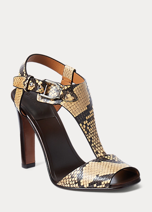 Ralph Lauren Emilie Welington Ayers Snakeskin Sandaler Dam Ormskinn | 729450-EQZ