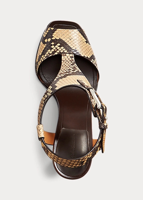 Ralph Lauren Emilie Welington Ayers Snakeskin Sandaler Dam Ormskinn | 729450-EQZ