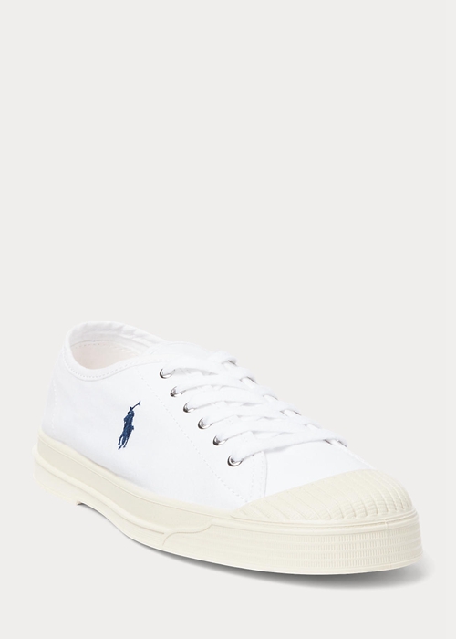 Ralph Lauren Essence 100 Canvas Cap-Tå Sneakers Herr Vita Marinblå | 589716-ATY