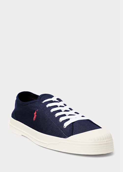 Ralph Lauren Essence 100 Canvas Cap-Tå Sneakers Herr Marinblå Röda | 702358-AXY