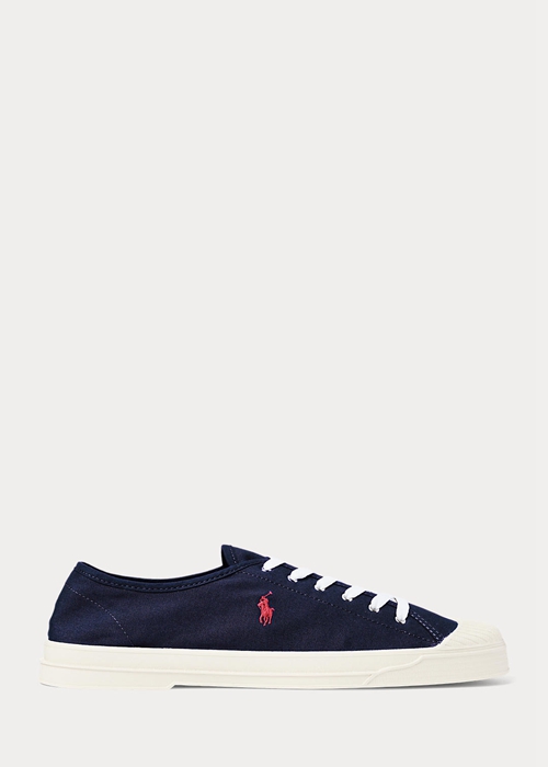 Ralph Lauren Essence 100 Canvas Cap-Tå Sneakers Herr Marinblå Röda | 702358-AXY