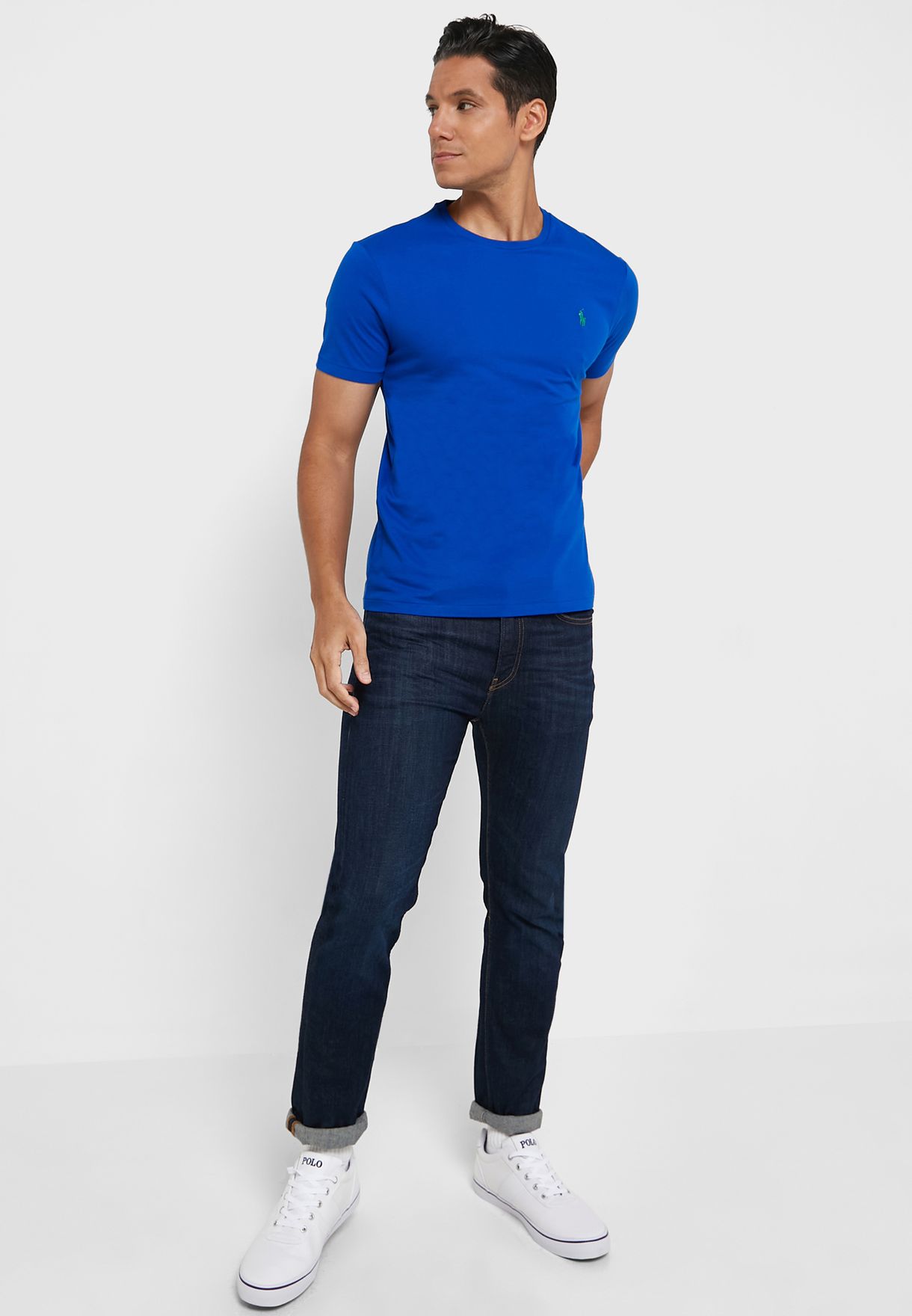 Ralph Lauren Essential Crew Neck T-shirt Herr Blå | 129853-RVO