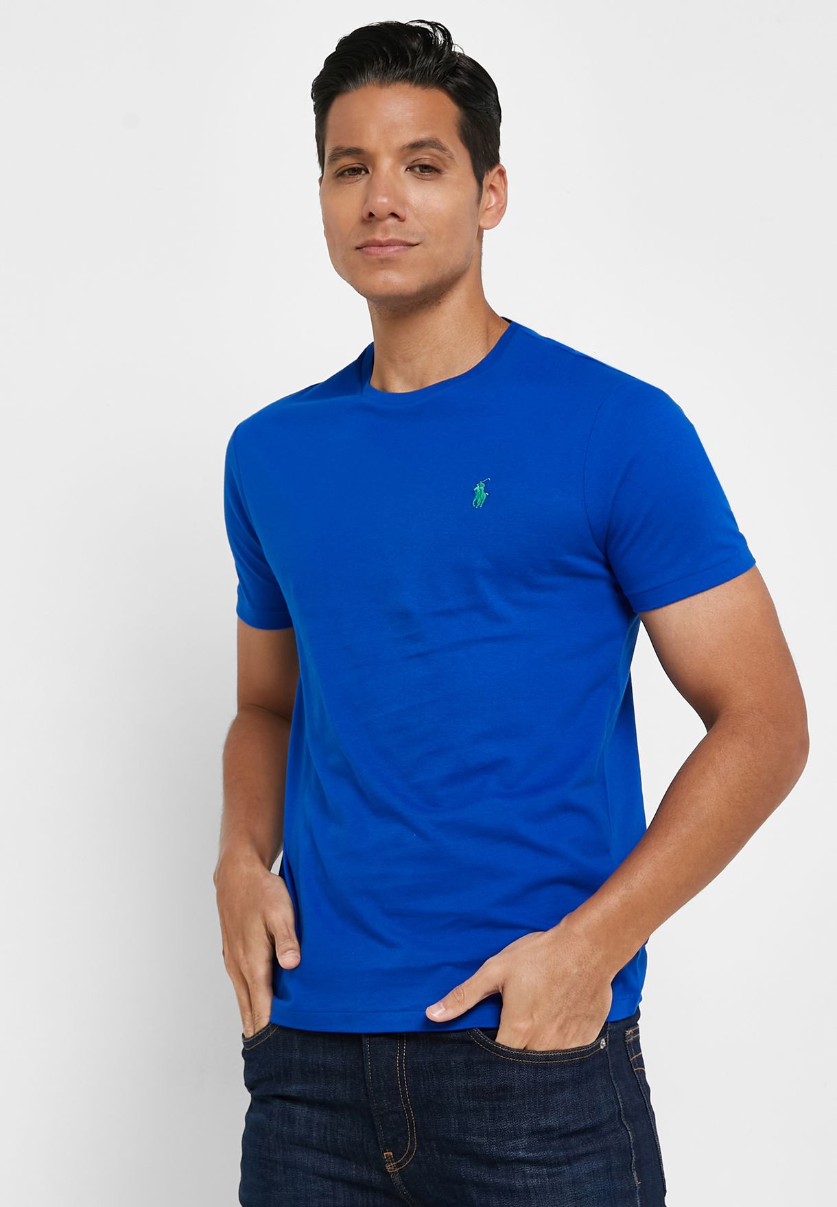 Ralph Lauren Essential Crew Neck T-shirt Herr Blå | 129853-RVO