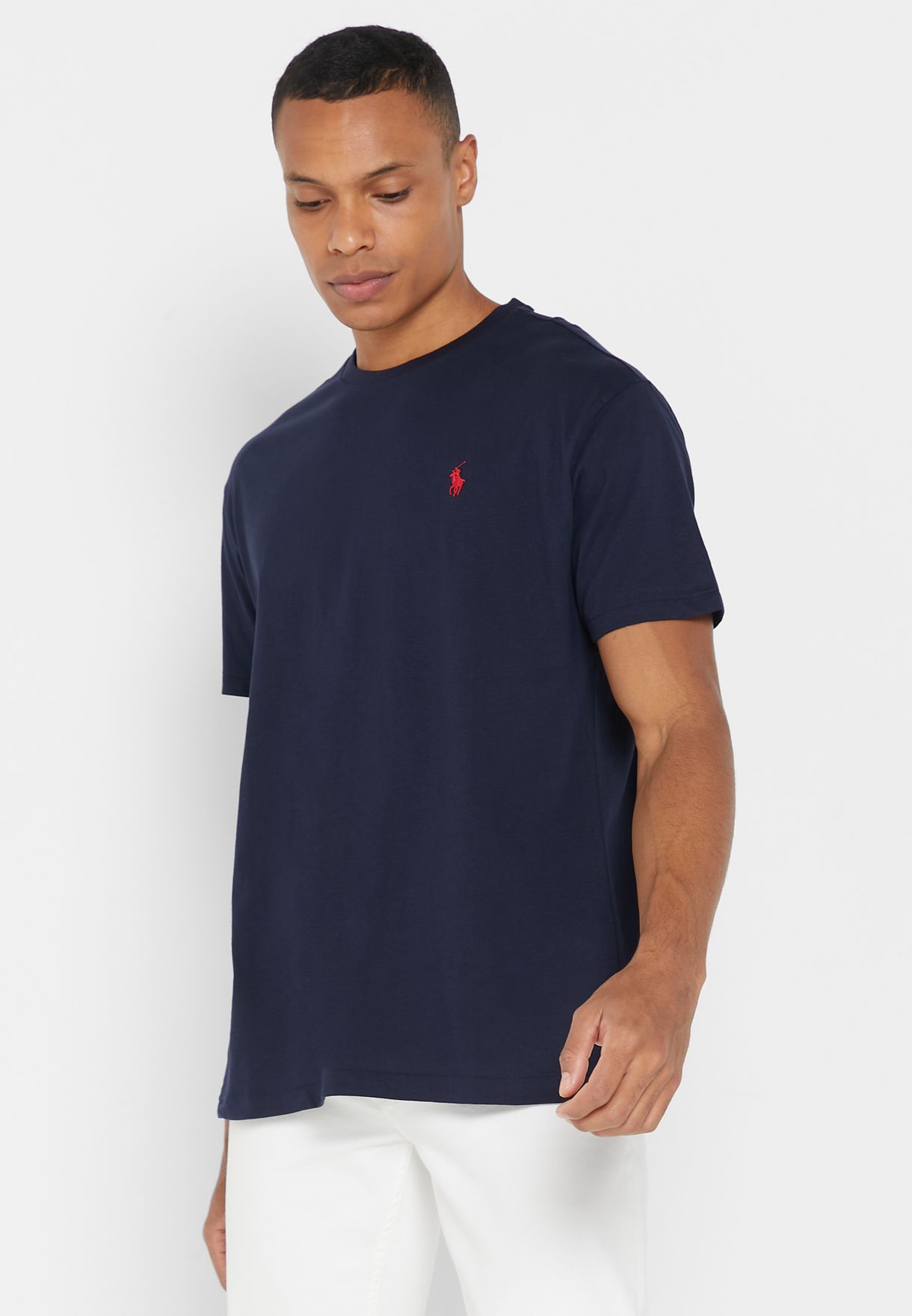 Ralph Lauren Essential Crew Neck T-shirt Herr Marinblå | 289463-EUA