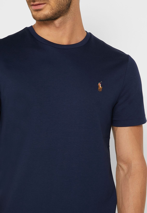 Ralph Lauren Essential Crew Neck T-shirt Herr Marinblå | 370954-CYO