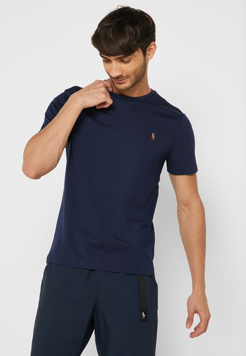 Ralph Lauren Essential Crew Neck T-shirt Herr Marinblå | 370954-CYO