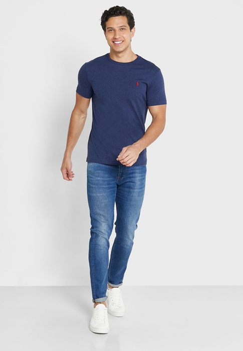 Ralph Lauren Essential Crew Neck T-shirt Herr Marinblå | 759836-XLH