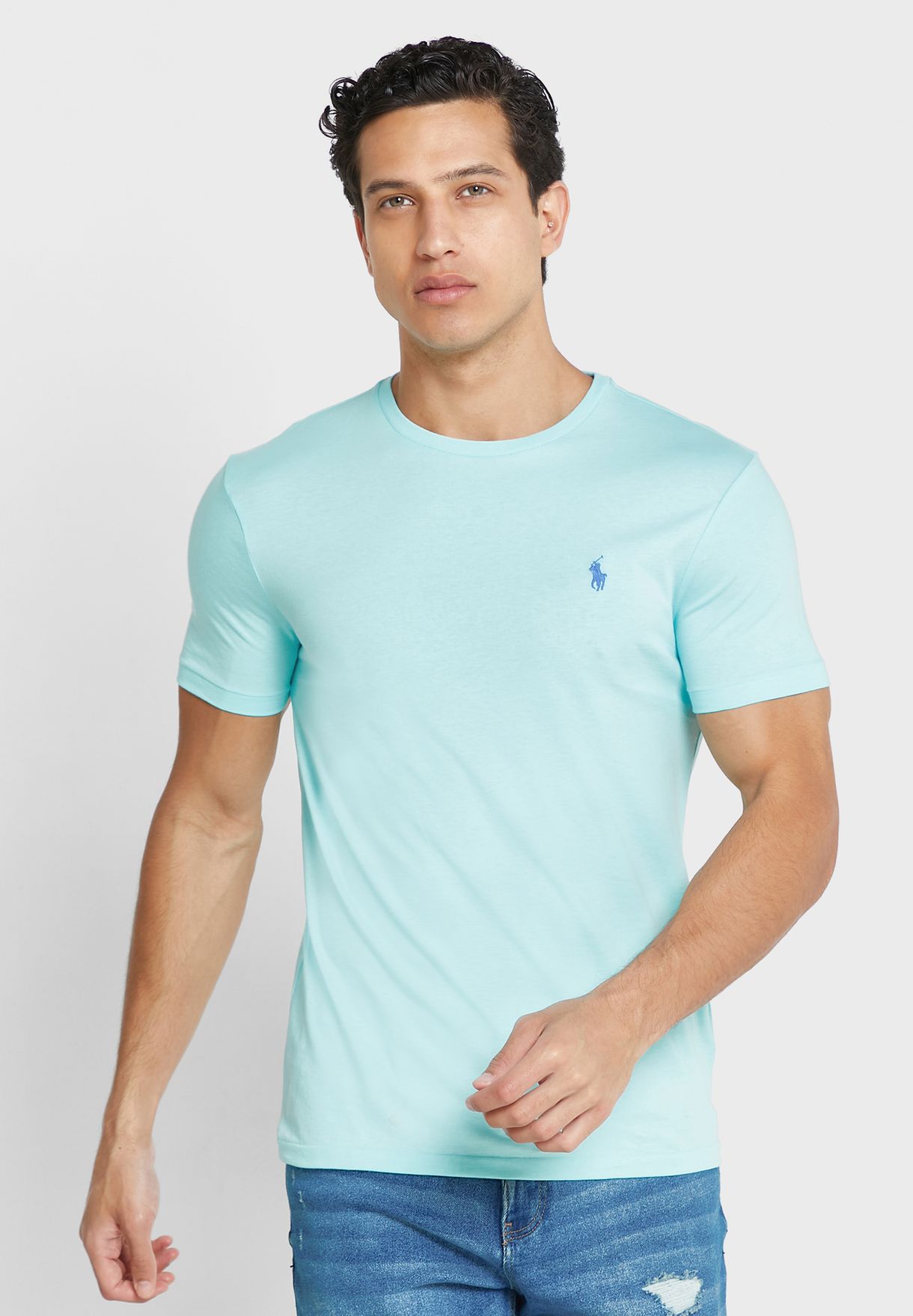 Ralph Lauren Essential Crew Neck T-shirt Herr Gröna | 937285-RIJ