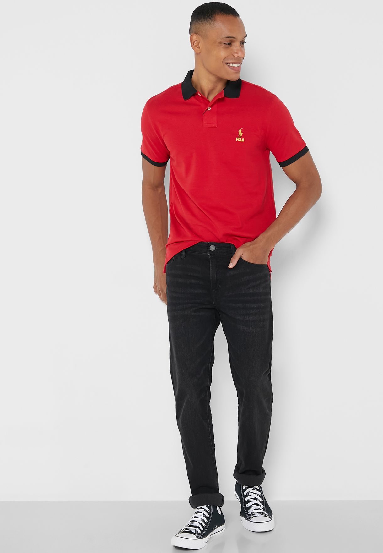 Ralph Lauren Essential T-shirt Herr Röda | 017645-YOM