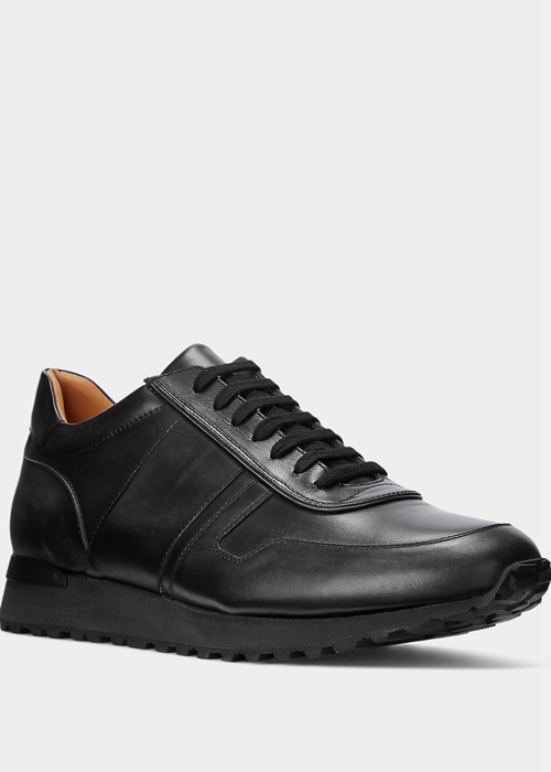 Ralph Lauren Ethan Calfskin Sneakers Herr Svarta | 487235-ZTL