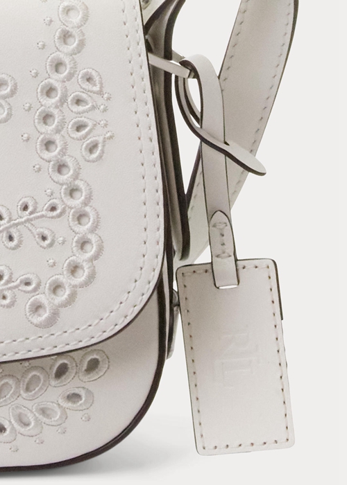 Ralph Lauren Eyelet Läder Small Maddy Axelväska Dam Vita | 243680-WQO