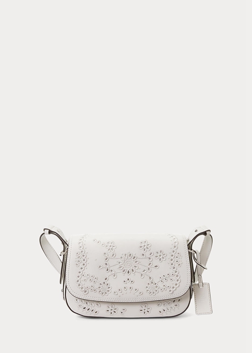 Ralph Lauren Eyelet Läder Small Maddy Axelväska Dam Vita | 243680-WQO