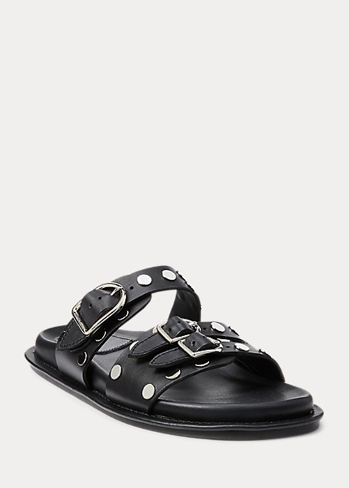 Ralph Lauren Ezra Studded Lambskin Sandaler Dam Svarta | 704918-PCN