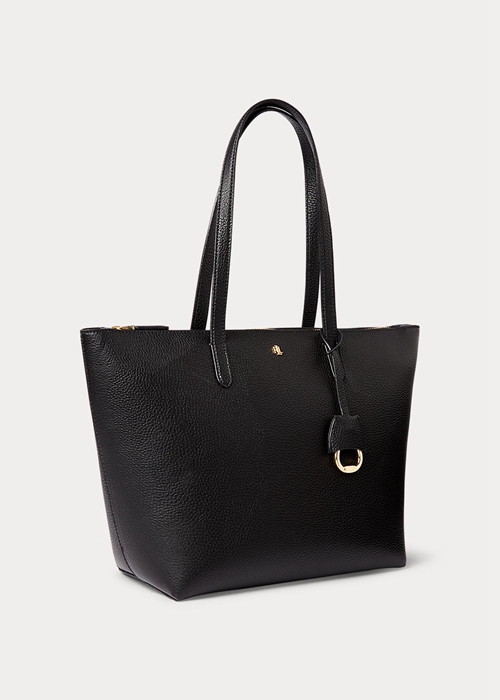 Ralph Lauren Faux-Läder Small Toteväska Dam Svarta | 183920-FDG