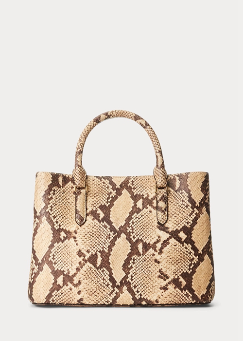 Ralph Lauren Faux-Snakeskin Medium Marcy Satchel Väska Dam Parchment | 160732-PGA