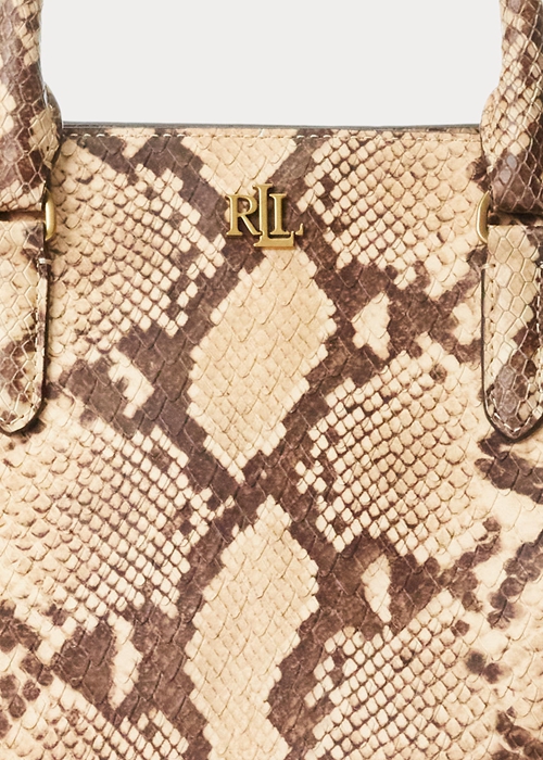 Ralph Lauren Faux-Snakeskin Medium Marcy Satchel Väska Dam Parchment | 160732-PGA