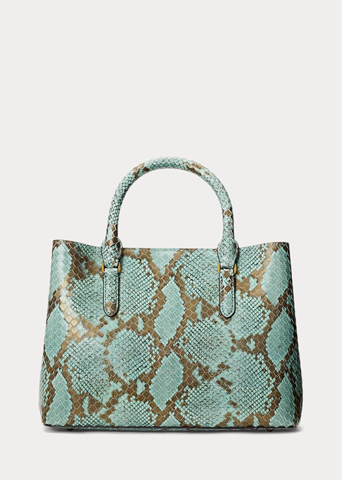 Ralph Lauren Faux-Snakeskin Medium Marcy Satchel Väska Dam Turkos | 281367-NDI