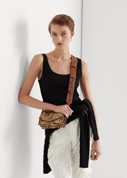 Ralph Lauren Faux-Snakeskin Small Tayler Crossbody Väska Dam Parchment/Lauren Tan | 937248-JXL