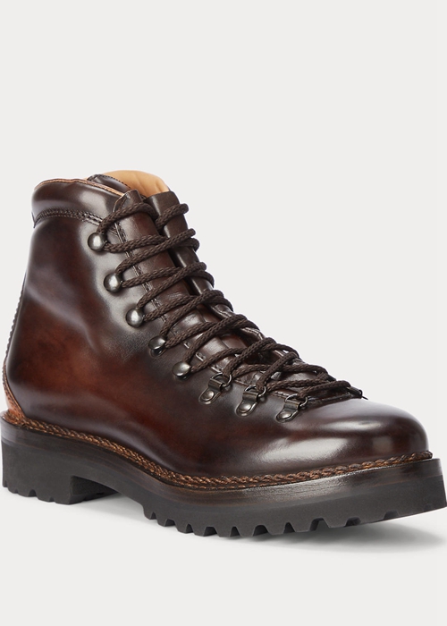 Ralph Lauren Fidel Burnished Calfskin Stövlar Herr Mörkbruna | 094253-PQI