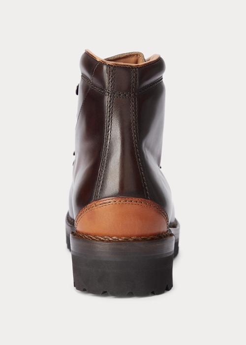 Ralph Lauren Fidel Burnished Calfskin Stövlar Herr Mörkbruna | 094253-PQI