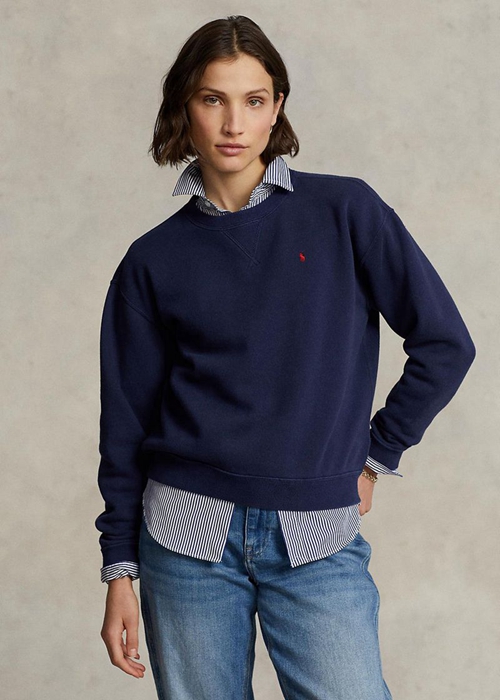 Ralph Lauren Fleece Crewneck Pullover Tröjor Dam Marinblå | 503918-GRC