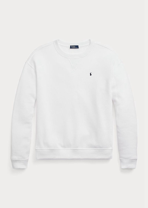 Ralph Lauren Fleece Crewneck Pullover Tröjor Dam Vita | 570389-PKJ