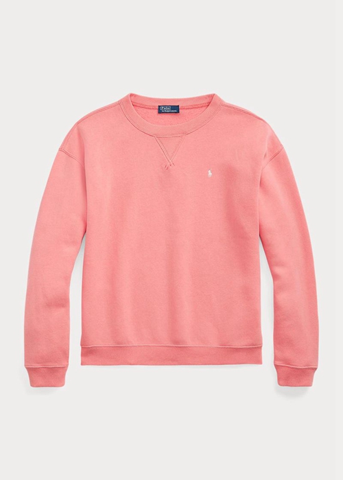 Ralph Lauren Fleece Crewneck Pullover Tröjor Dam Rosa | 734621-QSP