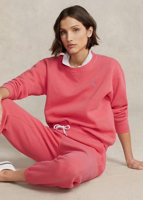 Ralph Lauren Fleece Crewneck Pullover Tröjor Dam Rosa | 864325-GOS