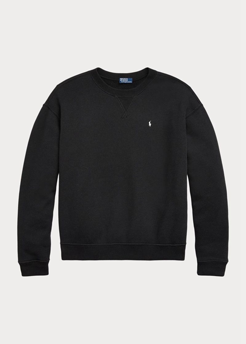 Ralph Lauren Fleece Crewneck Pullover Tröjor Dam Svarta | 870236-KJN