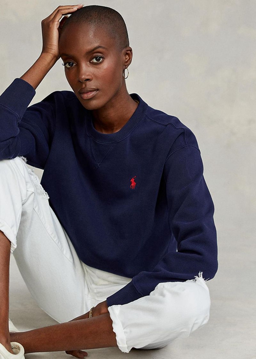 Ralph Lauren Fleece Pullover Tröjor Dam Marinblå | 390268-WLE