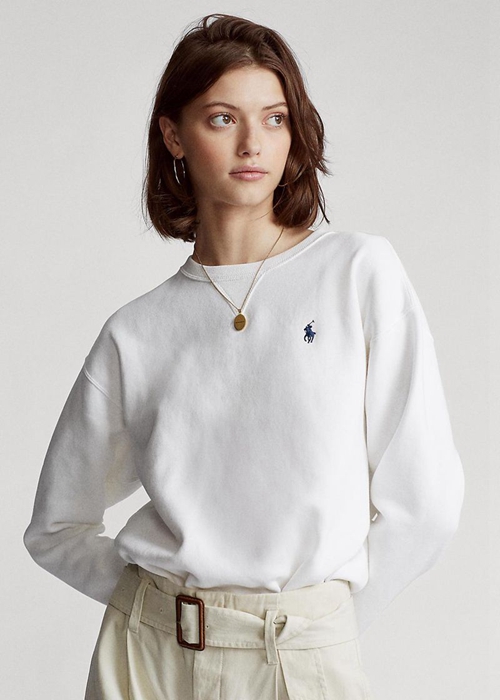 Ralph Lauren Fleece Pullover Tröjor Dam Vita | 746290-QVC