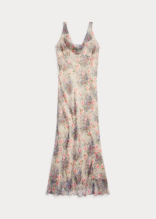 Ralph Lauren Floral Crinkled Silk Chiffon Klänning Dam Olika Färger Bruna | 798231-OAM