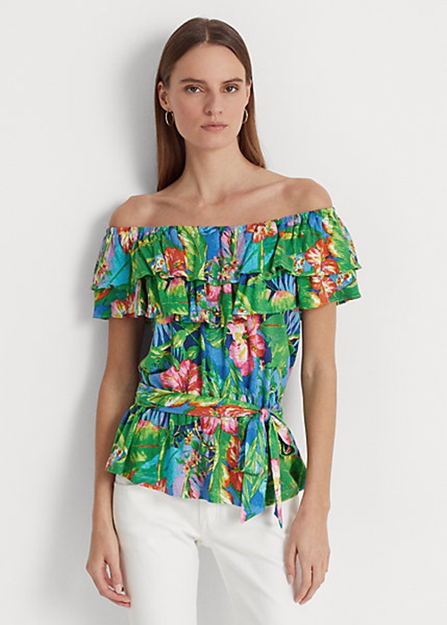 Ralph Lauren Floral Jersey Off-the-Shoulder Blast Dam Olika Färger | 651982-VGU