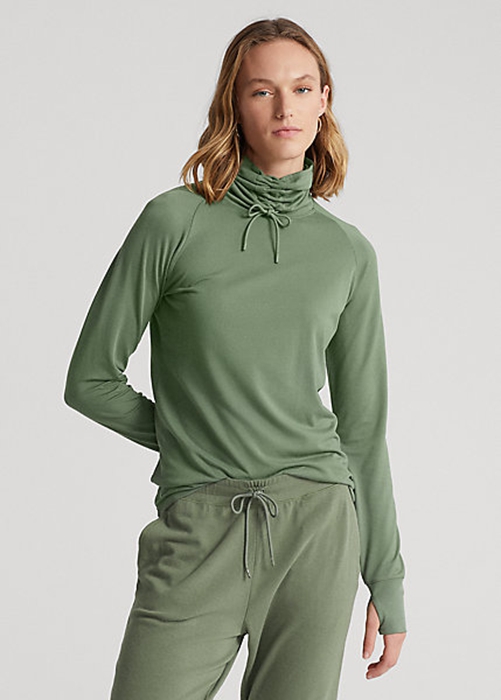 Ralph Lauren Funnelneck Jersey Pullover Tröjor Dam Gröna | 614308-QIU