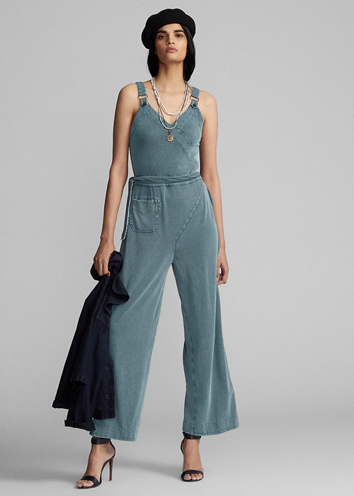 Ralph Lauren Garment-Dyed Jersey Jumpsuit Klänning Dam Blå | 951276-SGU