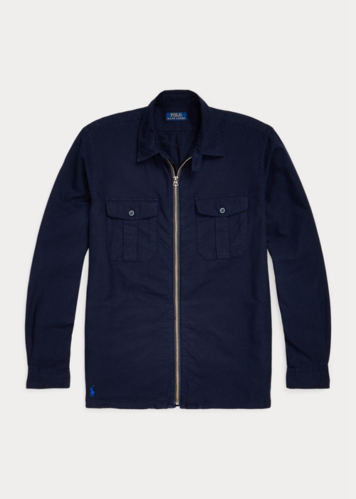 Ralph Lauren Garment-Dyed Oxford Overshirt Jacka Herr Marinblå | 981530-FOT