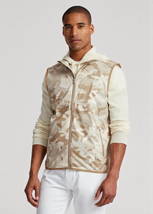 Ralph Lauren GolfGolf-camo Vatten-repellent Packable Gilet Jacka Herr Beige | 106739-MDV