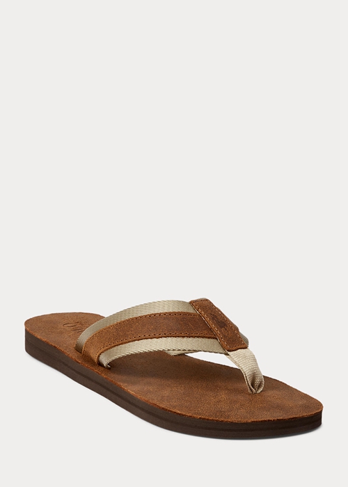 Ralph Lauren Grosgrain-Trim Mocka Flip Flop Herr Bruna | 623017-RPX