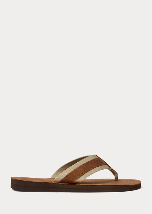 Ralph Lauren Grosgrain-Trim Mocka Flip Flop Herr Bruna | 623017-RPX