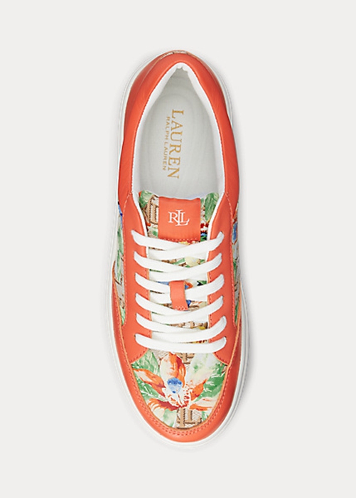 Ralph Lauren Hailey Floral Monogram Jacquard Sneakers Dam Orange | 179602-UNR