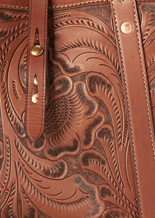 Ralph Lauren Hand-Tooled Läder Toteväska Dam Bruna | 053927-UVR