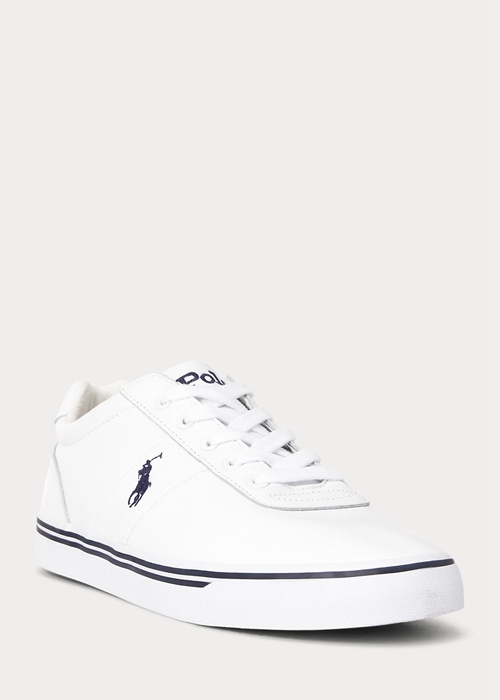 Ralph Lauren Hanford Läder Sneakers Herr Vita | 127365-TEB