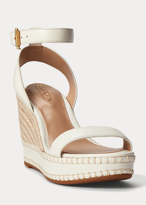 Ralph Lauren Hilarie Läder Espadrille Dam Vita | 126859-KXB