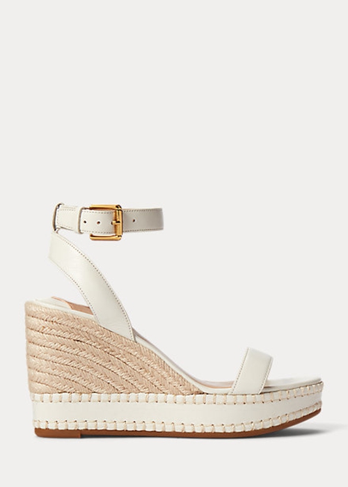 Ralph Lauren Hilarie Läder Espadrille Dam Vita | 126859-KXB