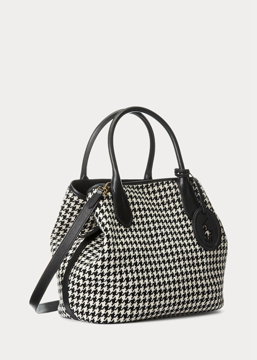 Ralph Lauren Houndstooth Medium Bellport Toteväska Dam Black/White Houndstooth | 031976-QMR