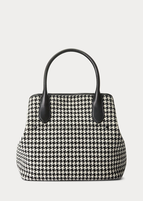 Ralph Lauren Houndstooth Medium Bellport Toteväska Dam Black/White Houndstooth | 031976-QMR